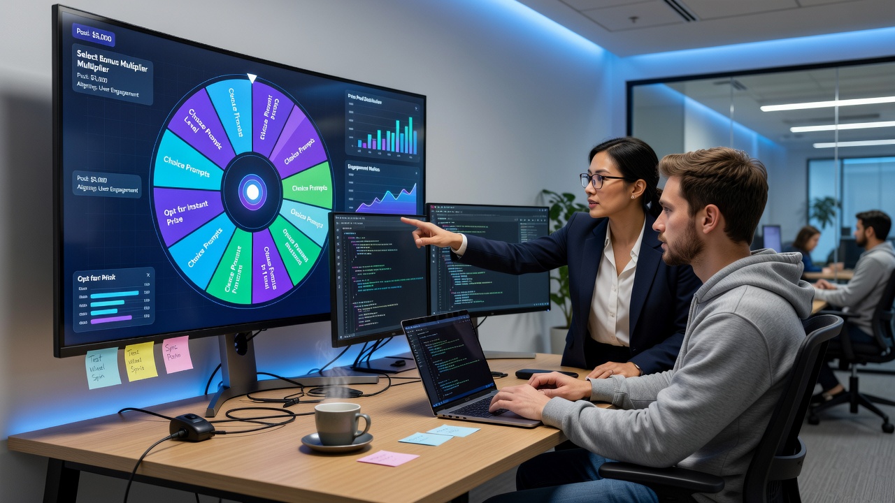 Session awareness dashboard linked to wheel prize adjustments in a development environment