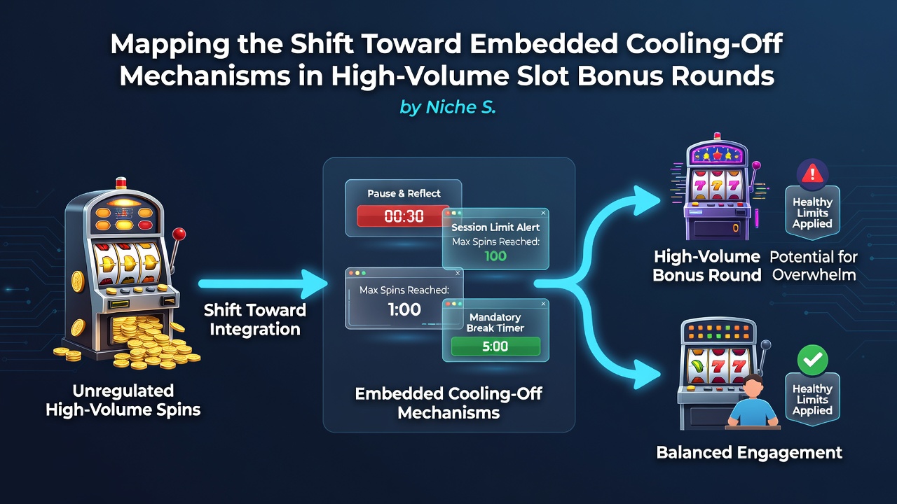 Close-up of a slot game interface showing a cooling-off prompt during a high-volume bonus round